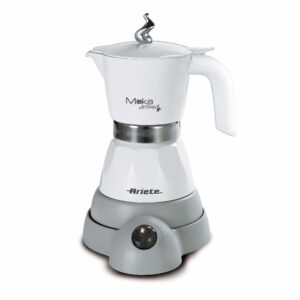 Ariete 1358 Moka Aroma – Moka elettrica 2/4 tazze – Autospegnimento – Mantenimento temperatura per 30′ – 400 Watt – Bianco