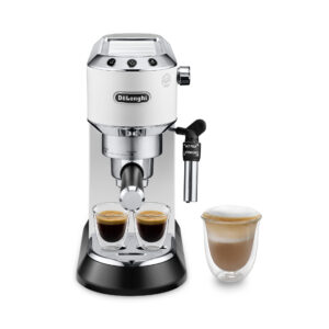 De’Longhi Dedica Style Dedica EC685.W Macchina da Caffè Manuale Espresso e Cappuccino, Compatibile con Polvere o Cialde E.S.E., Spegnimento Automatico, Serbatoio Estraibile 1.1L, 1450W, 15bar, Bianco