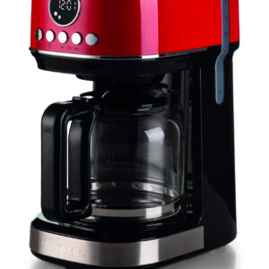 Ariete 1396 Macchina da caffè con filtro Moderna, Caffè americano, Capacità fino a 15 tazze, Base riscaldante, Display LCD, Filtri estraibili e lavabili, Rosso