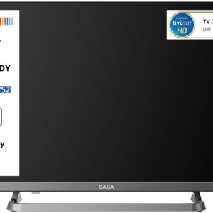 SABA SA24M10 TV 24″ HD READY, Triplo tuner DVBT2/C/S2 HEVC MAIN10, Certificato TivuSAT, Piedistallo centrale, Dolby Audio