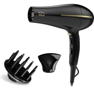 GA.MA Phon Bora Ion Gold: Griglia rivestita in olio d’argan, capelli idratati e morbidi, 2200 W, Motore Dc Ultraleggero, 6 combinazioni di temperatura e velocità, colpo d’aria fredda, inclusi 1 bocchetta e 1 diffusore