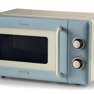 Ariete Linea Vintage 3960 Forno a microonde Vintage, 800W, Capacità 20L, 3 funzioni, 6 livelli di cottura, Timer, Celeste