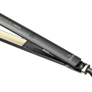 GA.MA Piastra Elegance Gold: trafile larghe in ceramica e olio d’argan “oro fluido”, ceramica ion, effetto liscio o mosso a lungo, riscaldamento istantaneo, temperatura ideale fissa, pulsante chiudi piastra