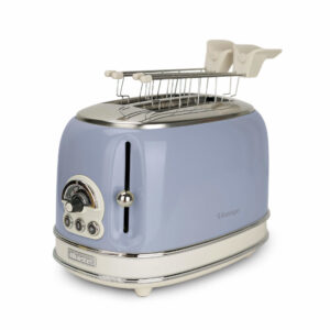 Ariete 155 Tostapane Vintage 2 fette di pane – con pinze – 6 livelli di tostatura – 810 Watt- Acciaio Inox – Linea Vintage – Celeste