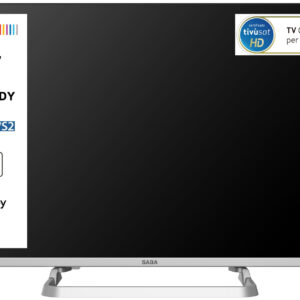 SABA SA32M10 TV 32″ HD READY, Triplo tuner DVBT2/C/S2 HEVC MAIN10, Certificato TivuSAT, Piedistallo centrale, Dolby Audio
