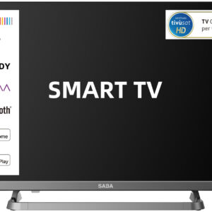 SABA SA24S89VDA SMART TV 24″ HD READY, Sistema operativo VIDAA, Triplo tuner DVBT2/C/S2 HEVC MAIN10, Certificato TivuSAT, Piedistallo centrale, Dolby Audio