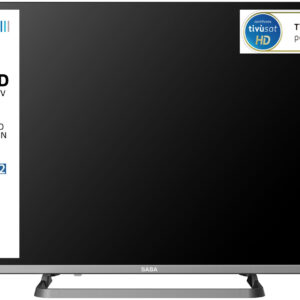 SABA SA40M10 TV 40″ FULL HD,Serie Senior, Secondo telecomando semplificato con tasti grandi in dotazione, Triplo tuner DVBT2/C/S2 HEVC MAIN10, Certificato TivuSAT, Piedistallo centrale, Dolby Audio
