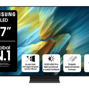 Samsung OLED AI TV 77" QE77S95FATXZT 4K, Processore NQ4 AI Gen3, 4K AI Upscaling Pro, Glare Free, OLED HDR Pro, Dolby Atmos & OTS+, Infinity One Design, Vision AI Smart TV, 2025