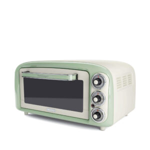 Ariete 979 Forno Elettrico di Design 18 Litri – Ideale per pizza da 30 cm – Doppio vetro – 1380 Watt – Acciaio Inox – Linea Vintage – Verde