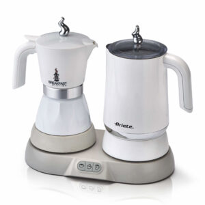 Ariete 1344 Breakfast Station – Moka elettrica – Bollitore – Montalatte a caldo e freddo – 5 funzioni – mantenimento caffè caldo – 500 Watt – Bianco