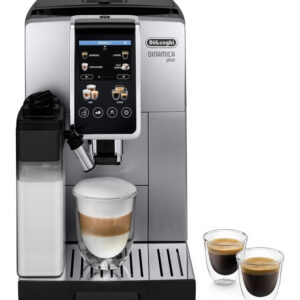 De’Longhi Dinamica Plus – Macchina Automatica per Caffè in Chicchi, 24 bevande one-touch, Argento/Nero (ECAM380.85.SB)