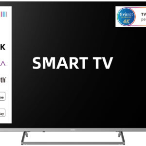 SABA SA55KM10VDA SMART TV 55″ ULTRA HD 4K, Sistema operativo VIDAA, Triplo tuner DVBT2/C/S2 HEVC MAIN10, Certificato TivuSAT, Piedistallo centrale, Dolby Audio