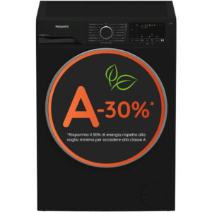 Hotpoint Ariston HB 103B CARE IT, Capacità 10kg, classe A -30%, colore Black, 1400 giri, Display digitale XL, Vapore
