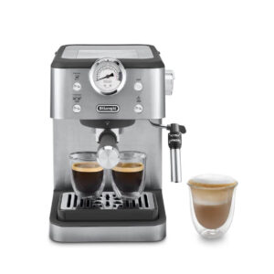 De’Longhi CLASSIC – Macchina da Caffè Manuale Espresso e Cappuccino, Polvere e Cialde ESE,15 Bar, 1.7L, Metal (EM450.M)