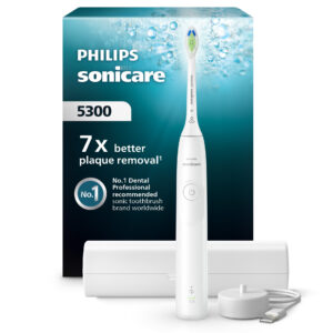 Philips Sonicare serie 5300 Sonicare Spazzolino elettrico sonico con base di ricarica e sensore di pressione colore bianco HX7108/02